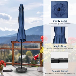 Foto 5 | Sombrilla De Patio Simple Deluxe Para Mesa Exterior De 2,3 M, Color Azul Mercado - Venta Internacional.