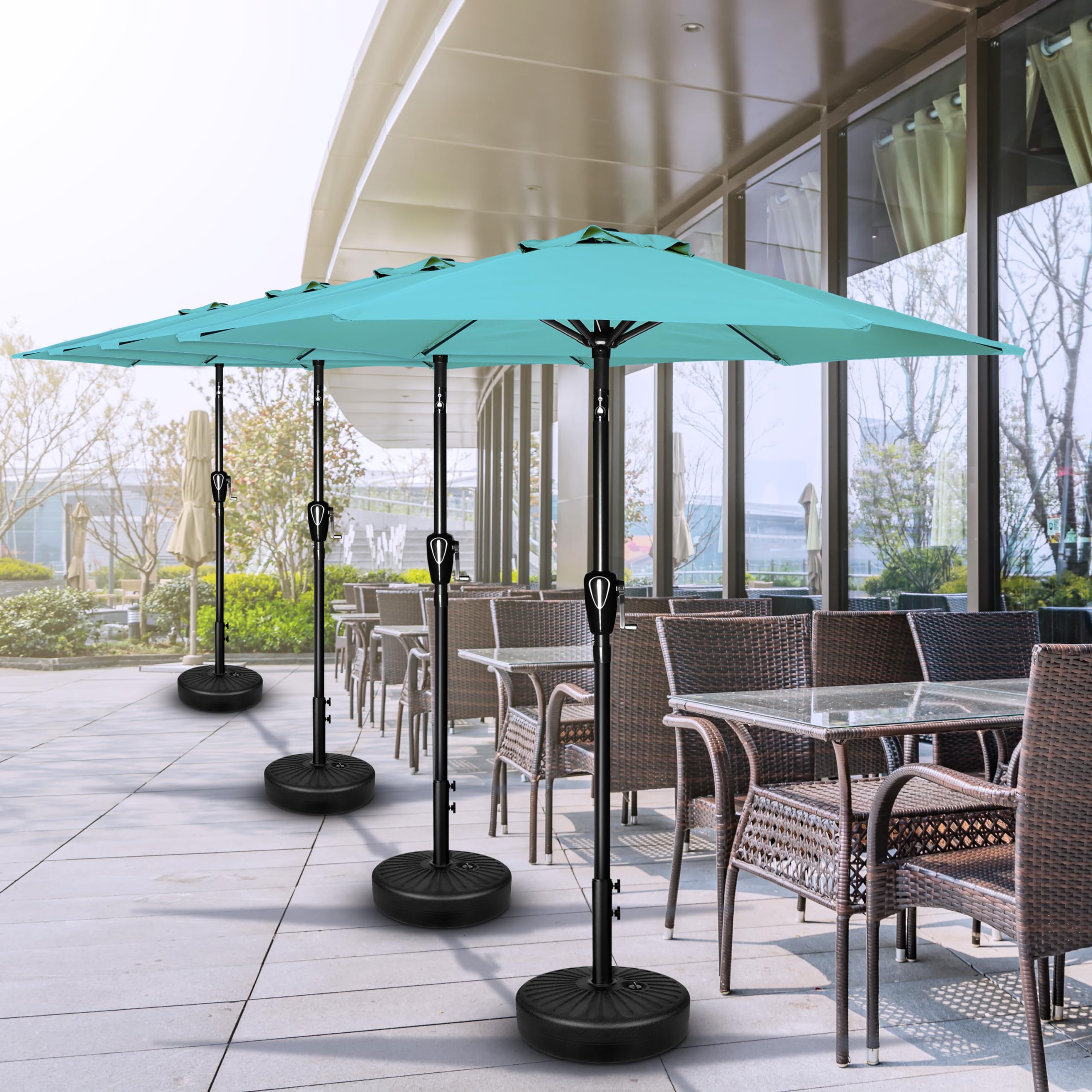 Foto 7 | Sombrilla De Patio Simple Deluxe De 2,3 M Para Exteriores Con Inclinación Y Manivela Turq - Venta Internacional.