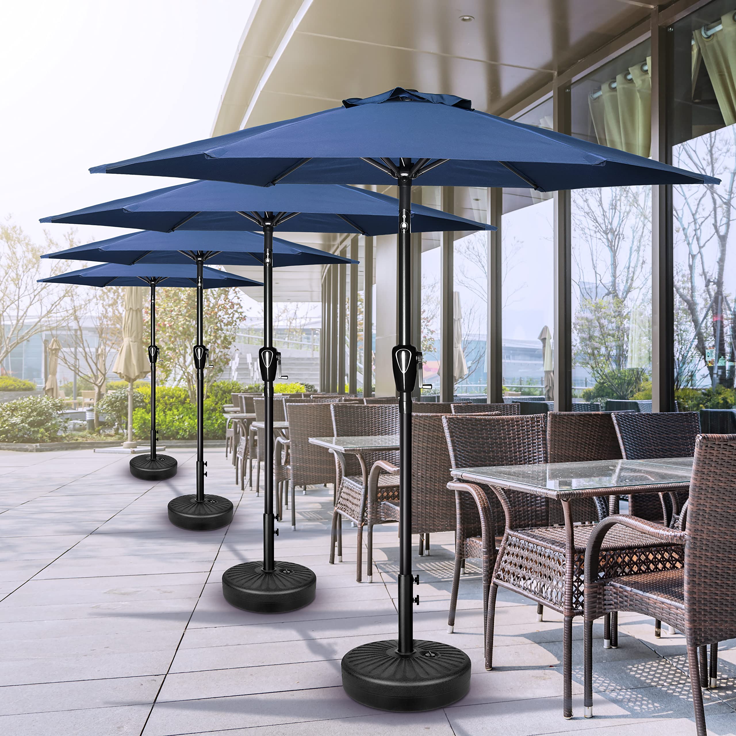 Foto 4 | Sombrilla De Patio Simple Deluxe De 2,3 M Para Exteriores Con Inclinación Y Manivela, Color Azul - Venta Internacional.