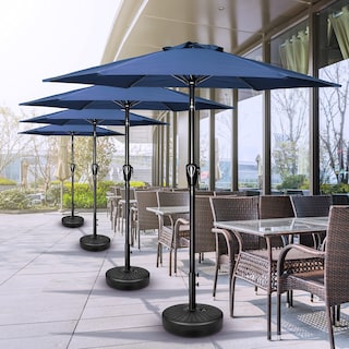 Foto 4 | Sombrilla De Patio Simple Deluxe De 2,3 M Para Exteriores Con Inclinación Y Manivela, Color Azul - Venta Internacional.
