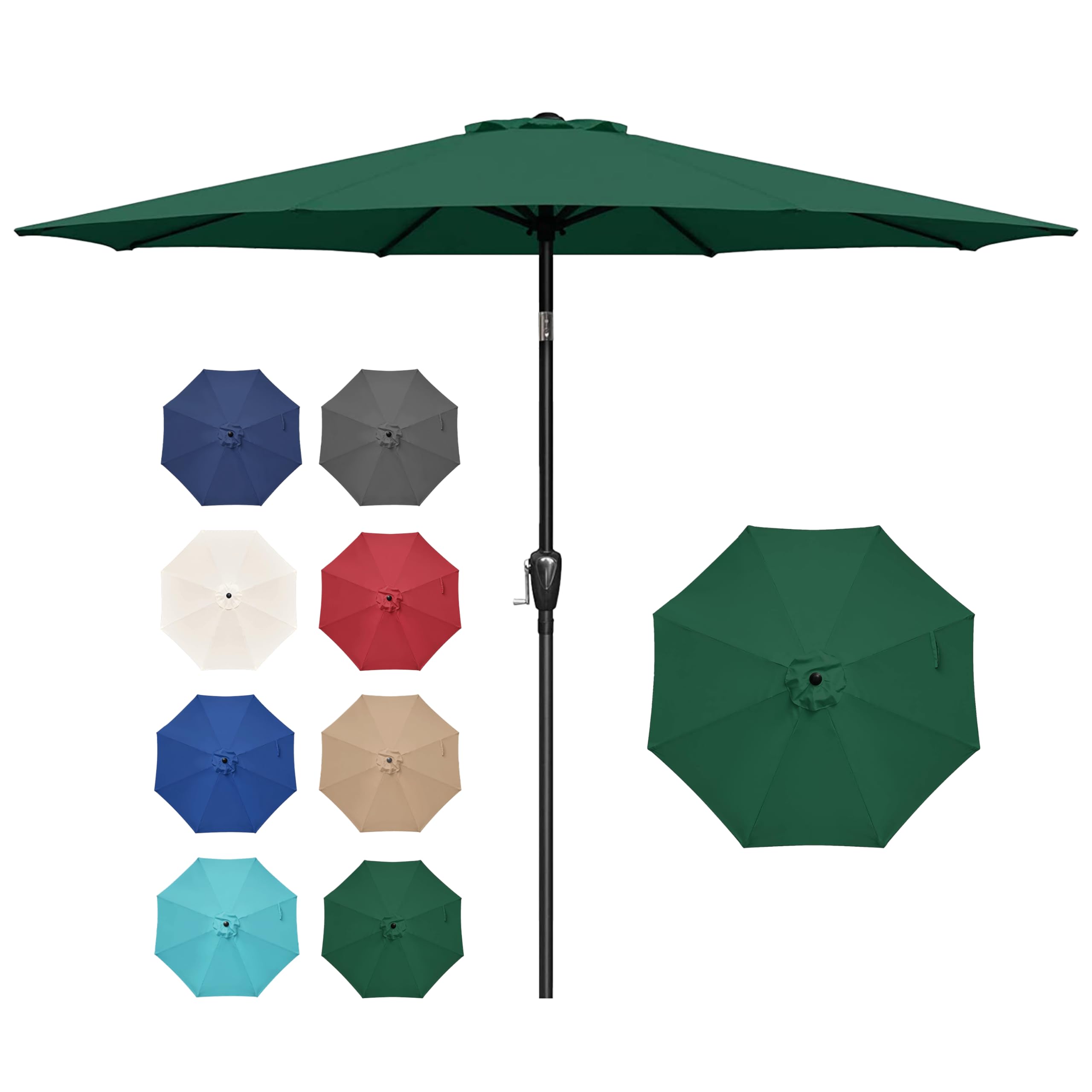 Sombrilla De Patio Exterior Simple Deluxe De 9 Pies Con Inclinación Y Manivela, Color Gr. - Venta Internacional.