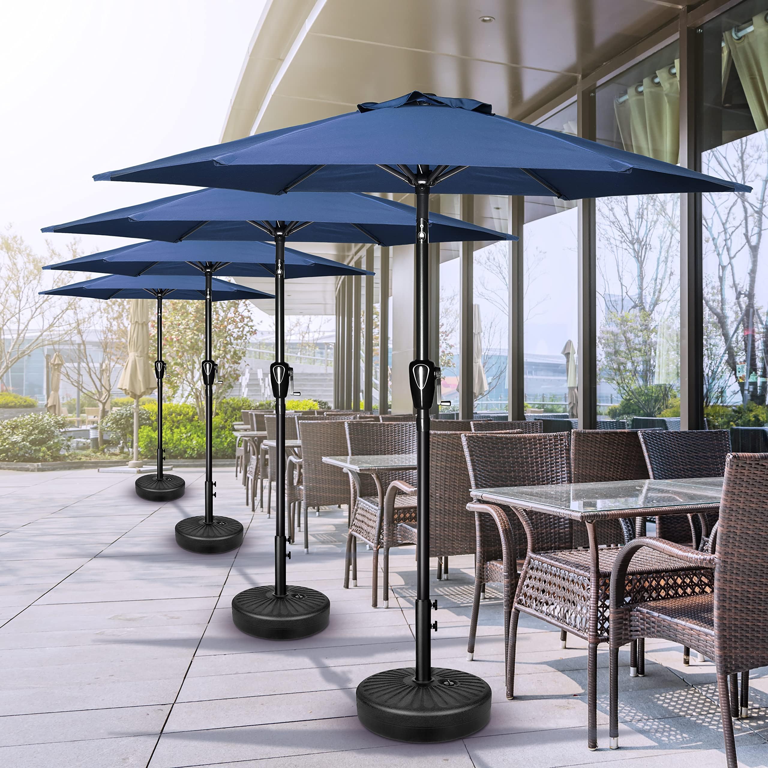 Foto 7 | Sombrilla De Patio Simple Deluxe De 2,3 M Para Exteriores Con Inclinación Y Manivela, Color Azul - Venta Internacional.