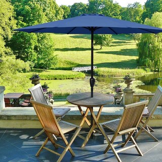 Foto 6 | Sombrilla De Patio Simple Deluxe De 2,7 M Para Exteriores Con Inclinación Y Manivela, Color Azul - Venta Internacional.