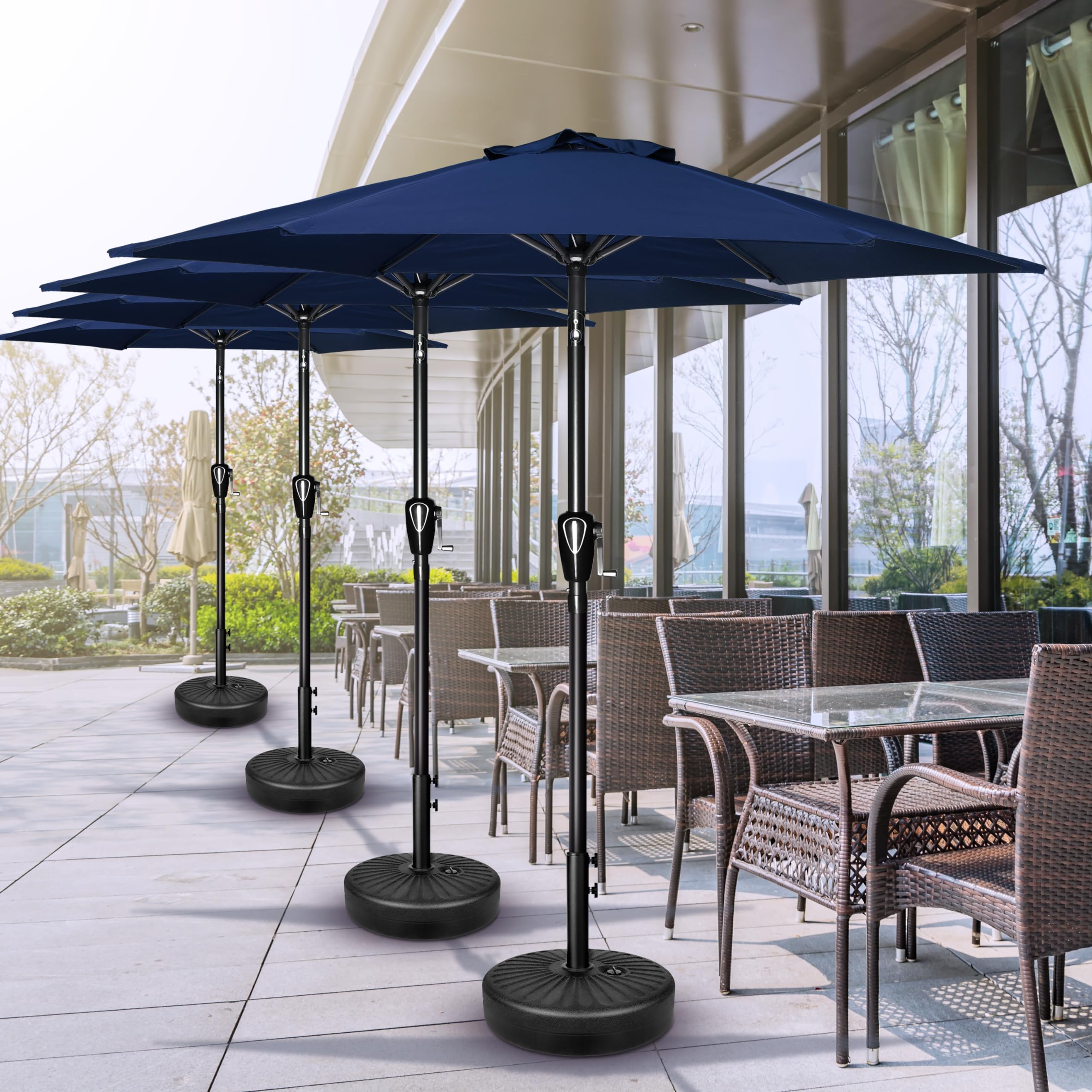 Foto 7 | Sombrilla De Patio Simple Deluxe De 2,3 M Para Exteriores Con 6 Varillas, Color Azul Oscuro - Venta Internacional.