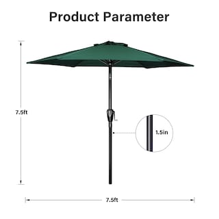 Foto 3 | Sombrilla De Patio Simple Deluxe De 2,3 M Para Exteriores Con Inclinación Y Manivela, Color Verde - Venta Internacional