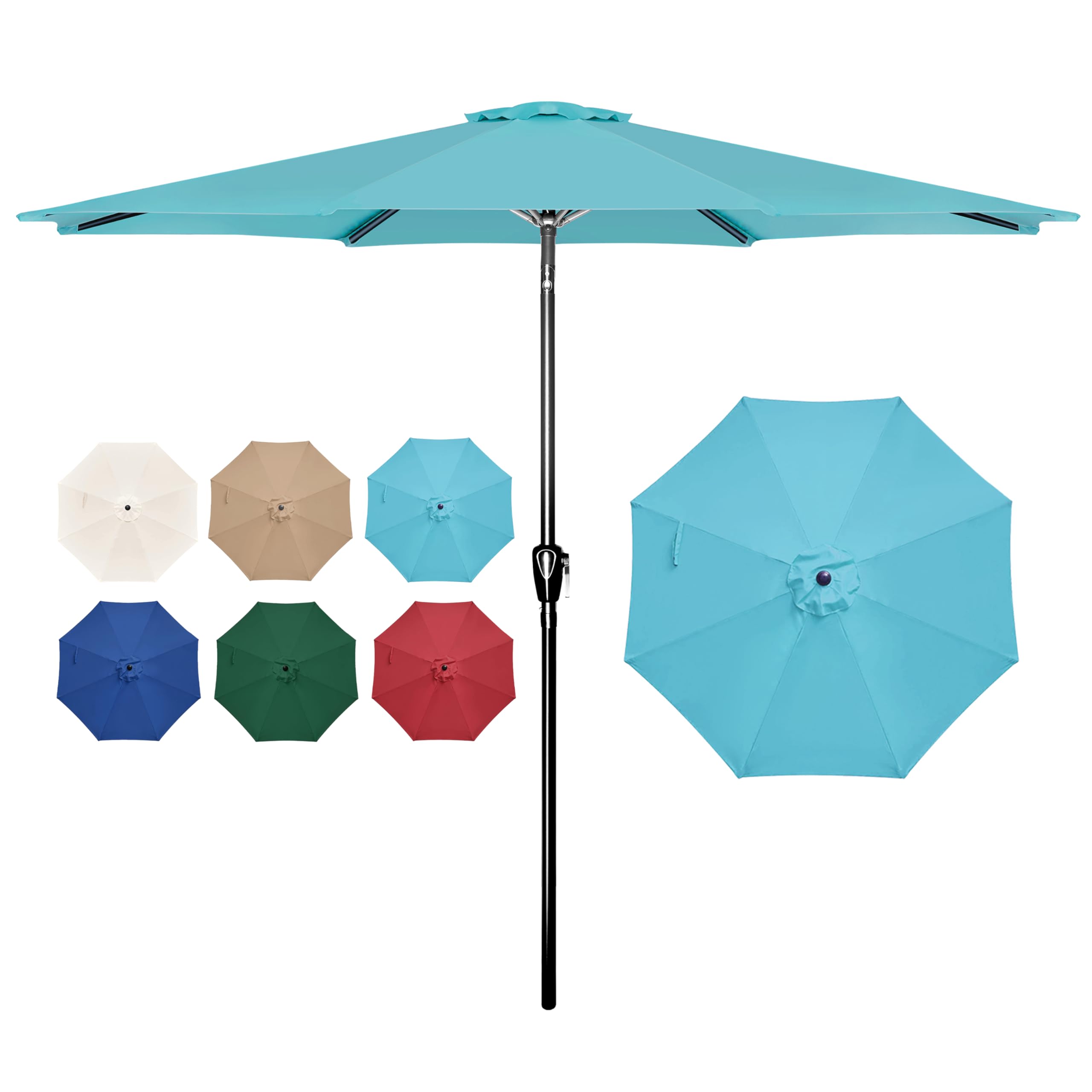 Sombrilla De Patio Simple Deluxe De 2,7 M Para Exteriores, Resistente A Los Rayos Uv, Color Turquesa - Venta Internac