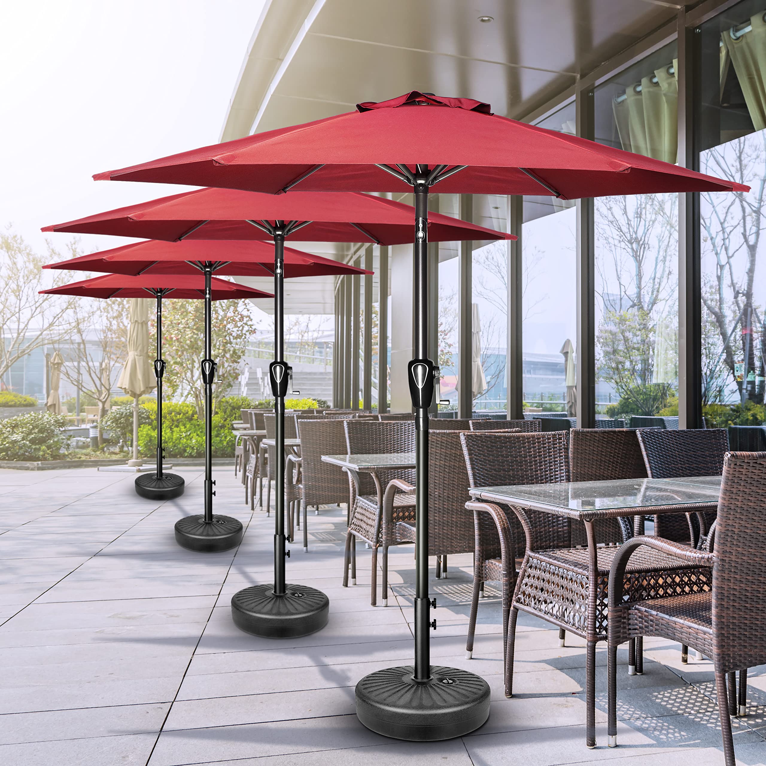 Foto 4 | Sombrilla De Patio Simple Deluxe De 2,3 M Para Exteriores, Color Rojo Con Inclinación - Venta Internacional.