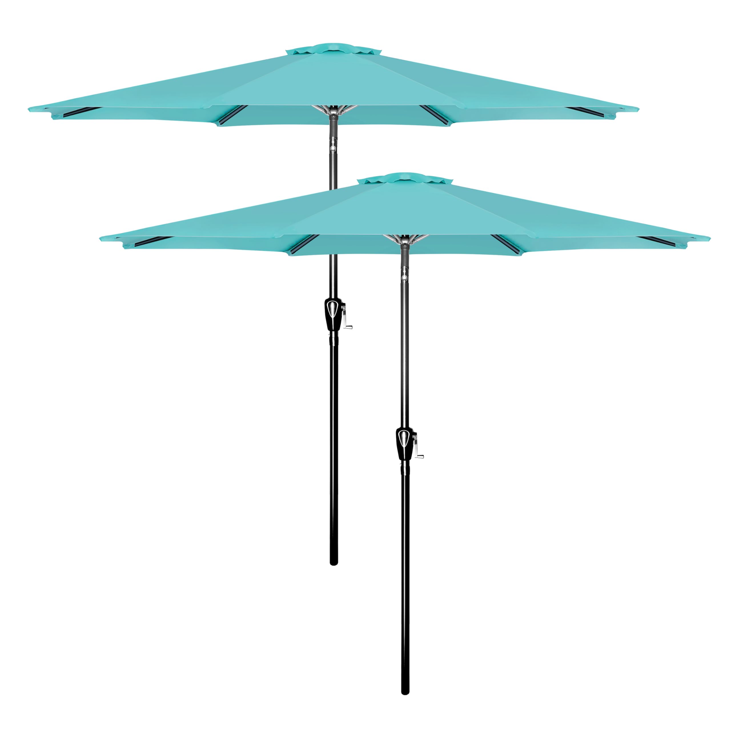 Paraguas De Patio Simple Deluxe, Paquete De 2 Unidades, 2,7 M, Con Inclinación Y Manivela, Color Turquesa - Ven