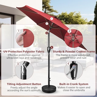 Foto 3 | Sombrilla De Patio Simple Deluxe De 2,3 M Para Exteriores Con 6 Varillas, Color Rojo - Venta Internacional.