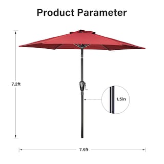 Foto 4 | Sombrilla De Patio Simple Deluxe De 2,3 M Para Exteriores Con 6 Varillas, Color Rojo - Venta Internacional.