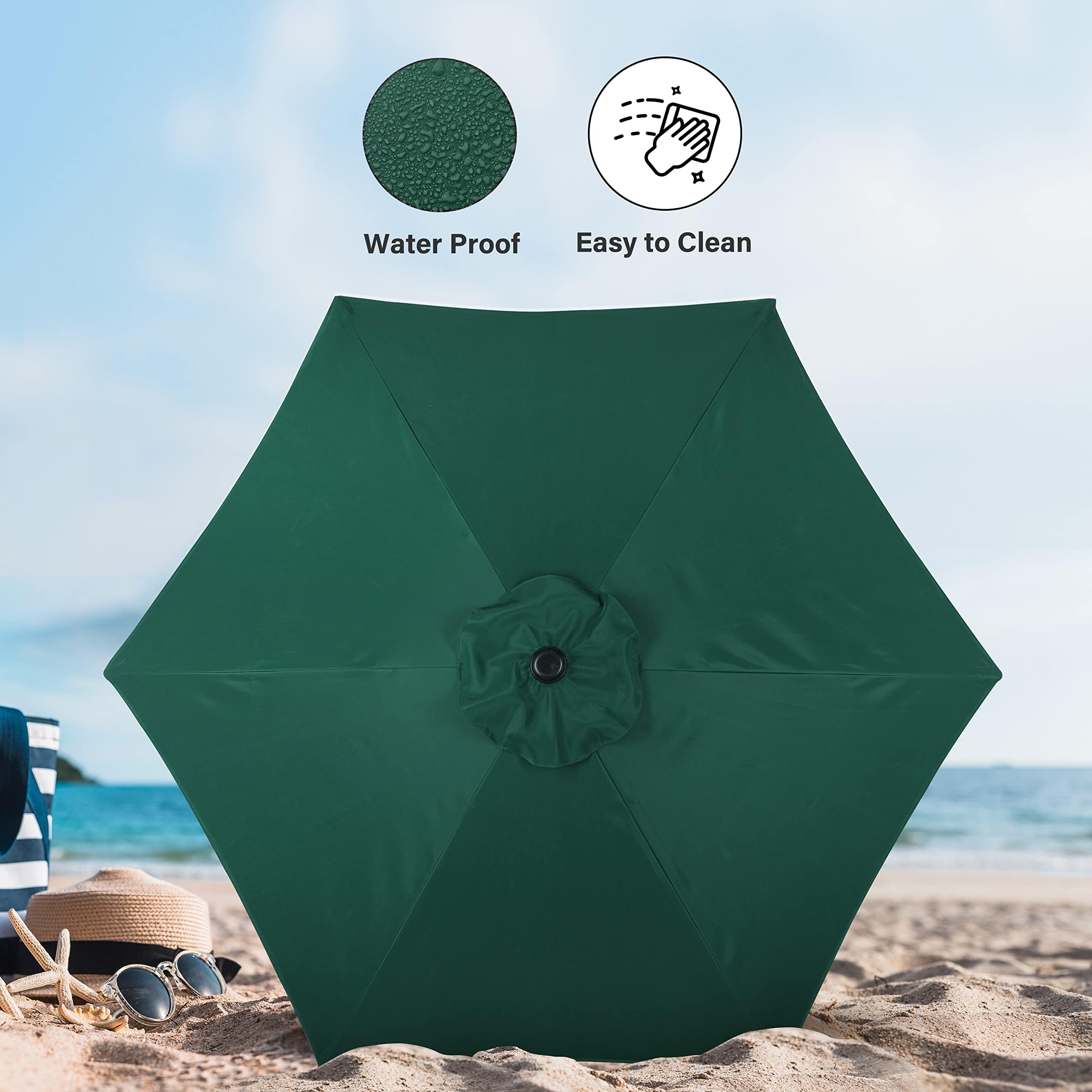 Foto 4 pulgar | Sombrilla De Patio Exterior Simple Deluxe De 9 Pies, 2 Unidades, Color Verde - Venta Internacional.