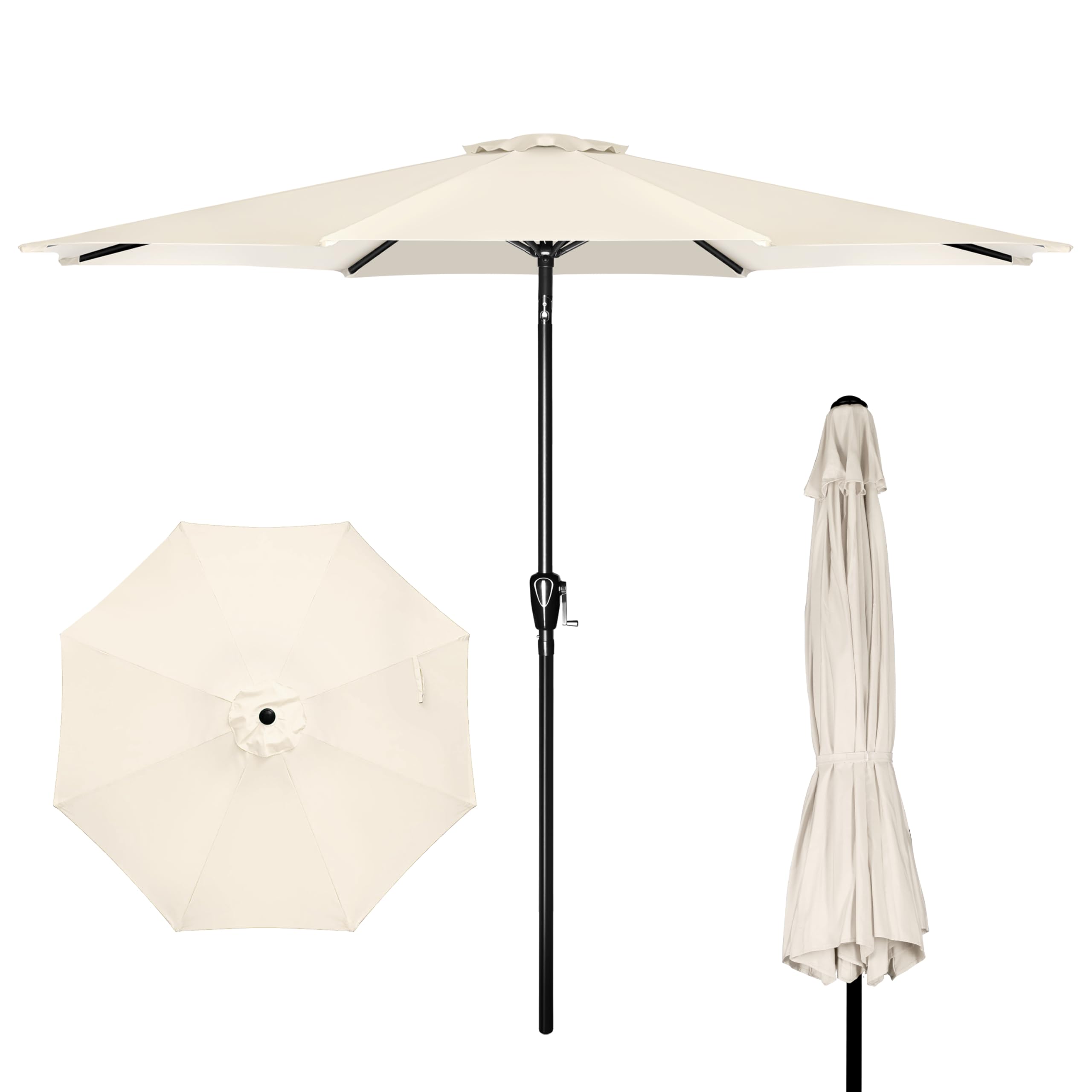 Sombrilla De Patio Ipower De 9 Pies Con Inclinación Y Manivela, Color Beige - Venta Internacional.