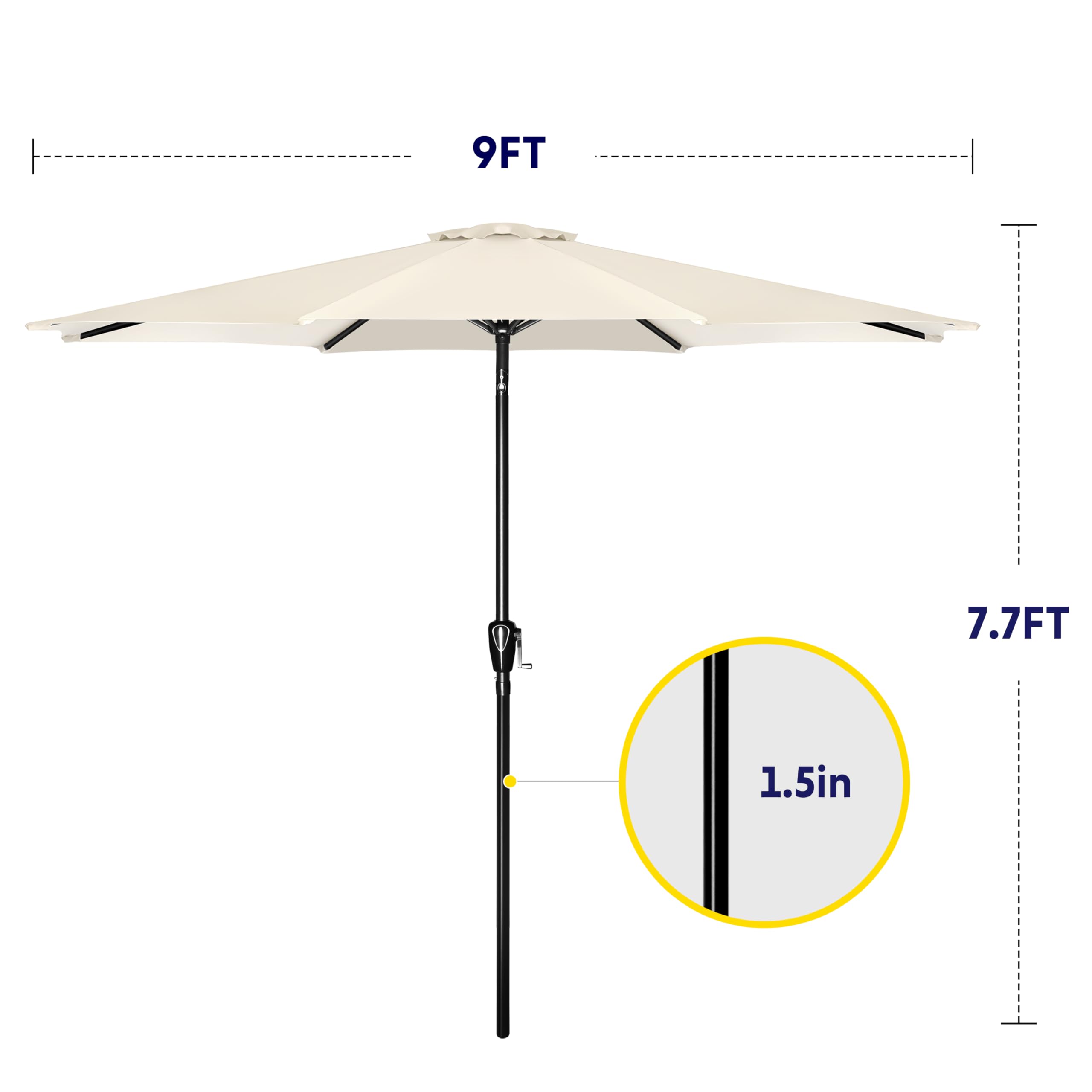 Foto 3 pulgar | Sombrilla De Patio Ipower De 9 Pies Con Inclinación Y Manivela, Color Beige - Venta Internacional.