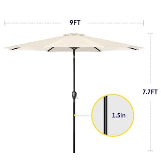 Foto 2 | Sombrilla De Patio Ipower De 9 Pies Con Inclinación Y Manivela, Color Beige - Venta Internacional.