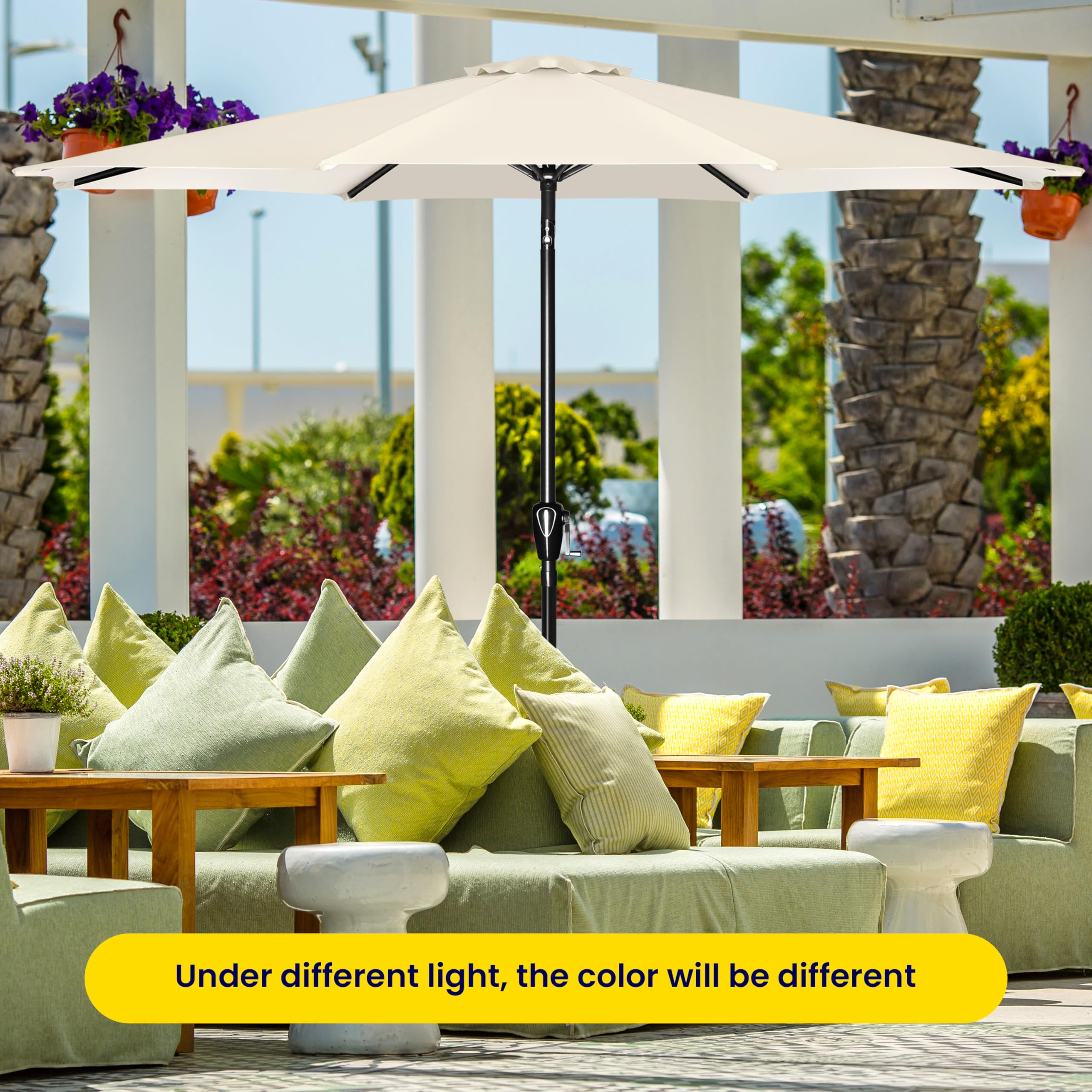 Foto 5 pulgar | Sombrilla De Patio Ipower De 9 Pies Con Inclinación Y Manivela, Color Beige - Venta Internacional.