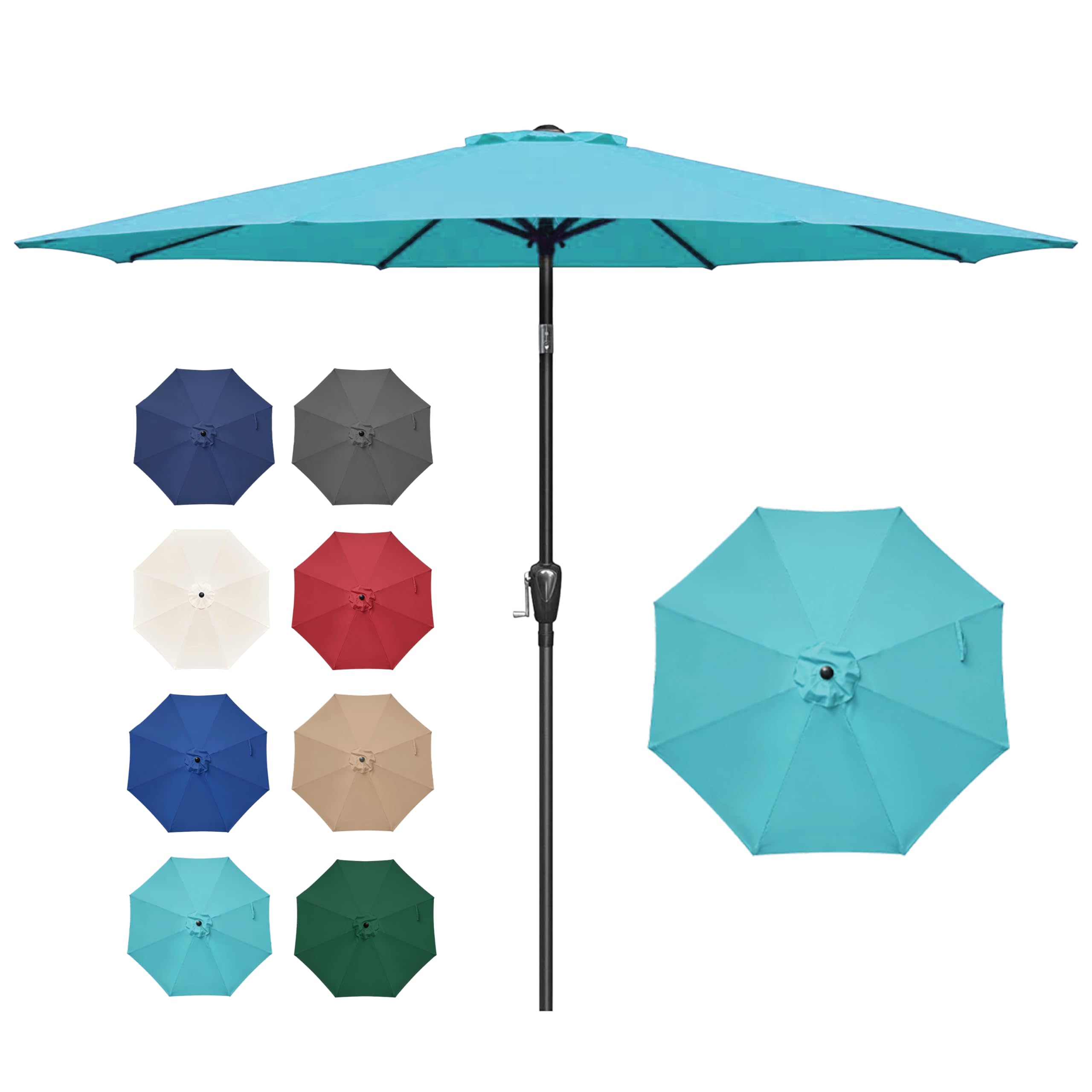 Sombrilla De Patio Simple Deluxe De 2,7 M Con Inclinación, Color Turquesa - Venta Internacional.