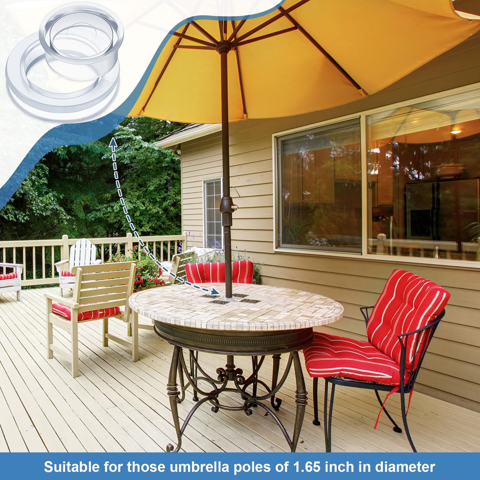 Foto 4 pulgar | 1 Juego De Anillos Con Orificio Para Sombrilla Para Mesa De Patio, Silicona Transparente De 2 Pulgadas - Venta Inte