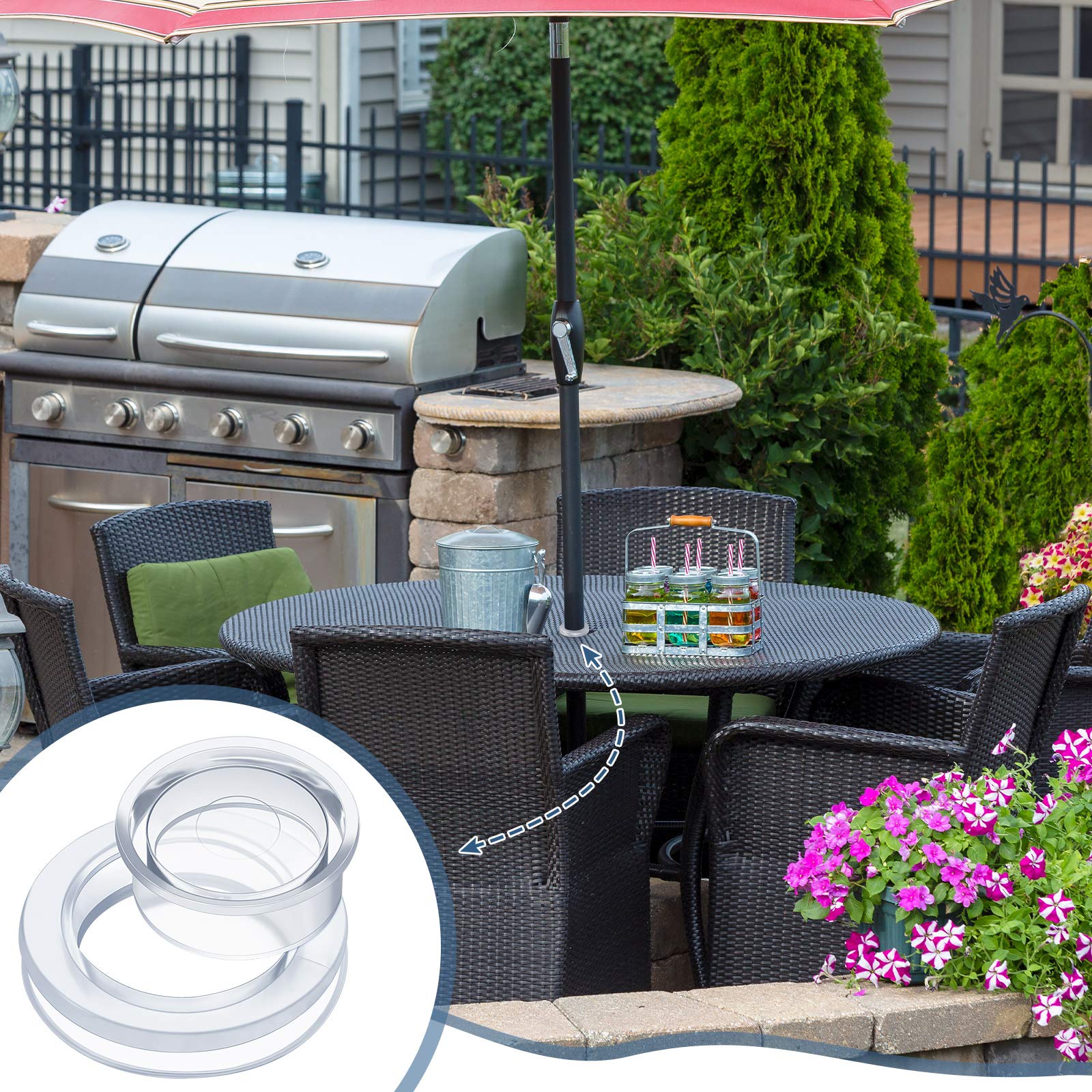 Foto 6 | 1 Juego De Anillos Con Orificio Para Sombrilla Para Mesa De Patio, Silicona Transparente De 2 Pulgadas - Venta Inte