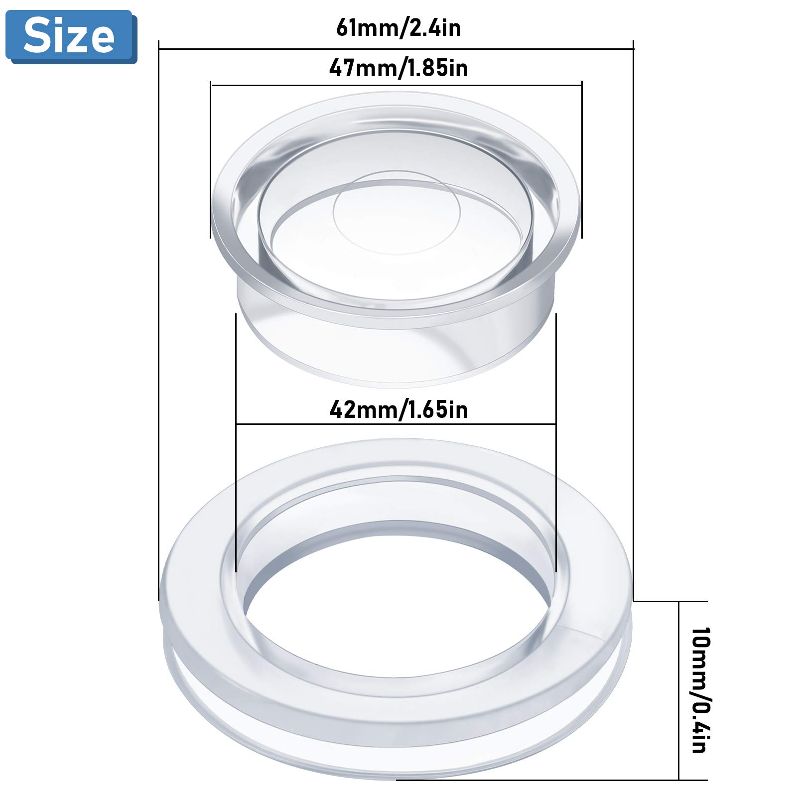 Foto 3 pulgar | Juego De Anillos Con Agujero Para Sombrilla Para Mesa De Patio, 2 Pulgadas, Silicona Transparente - Venta Internacional.