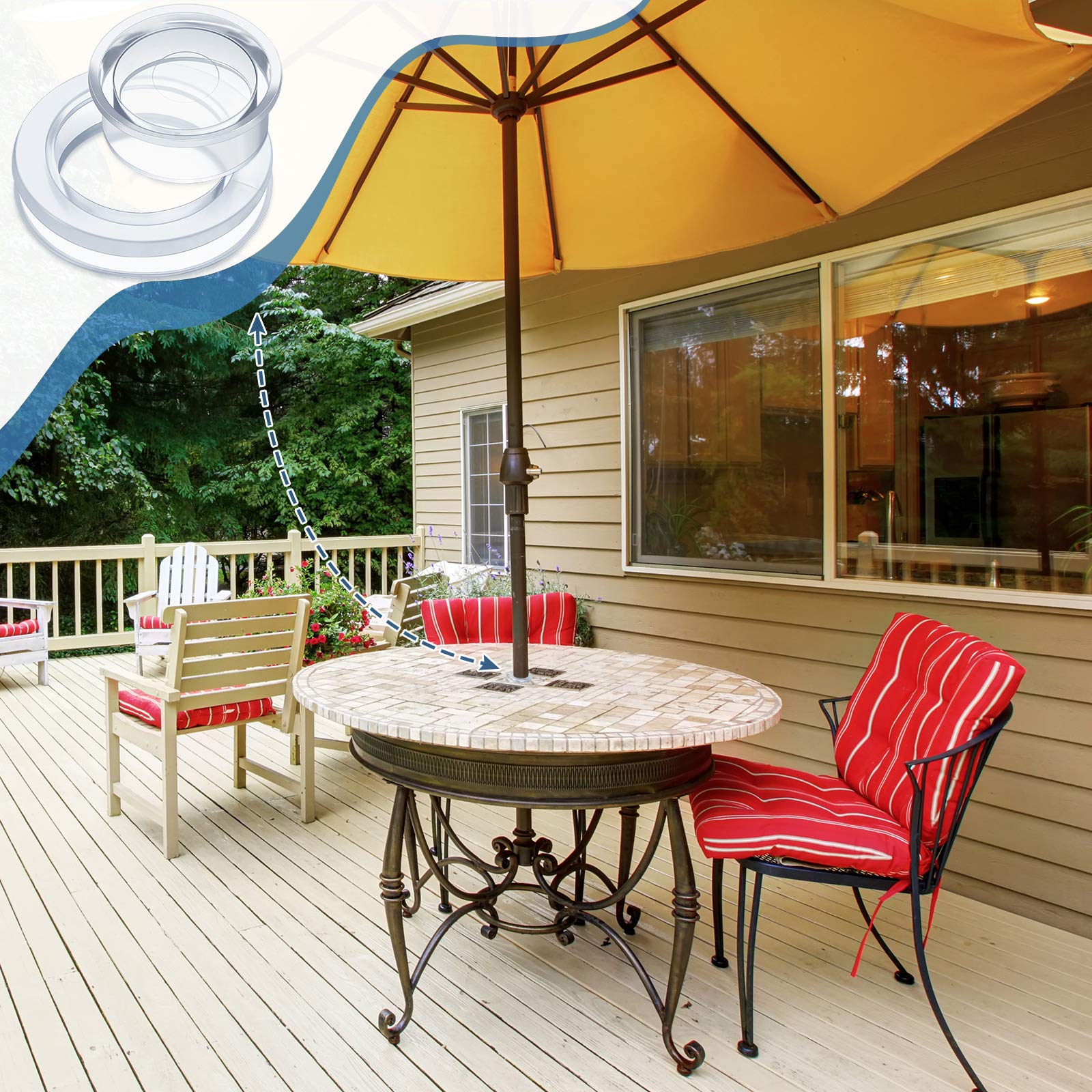 Foto 4 | Juego De Anillos Con Agujero Para Sombrilla Para Mesa De Patio, 2 Pulgadas, Silicona Transparente - Venta Internacional.