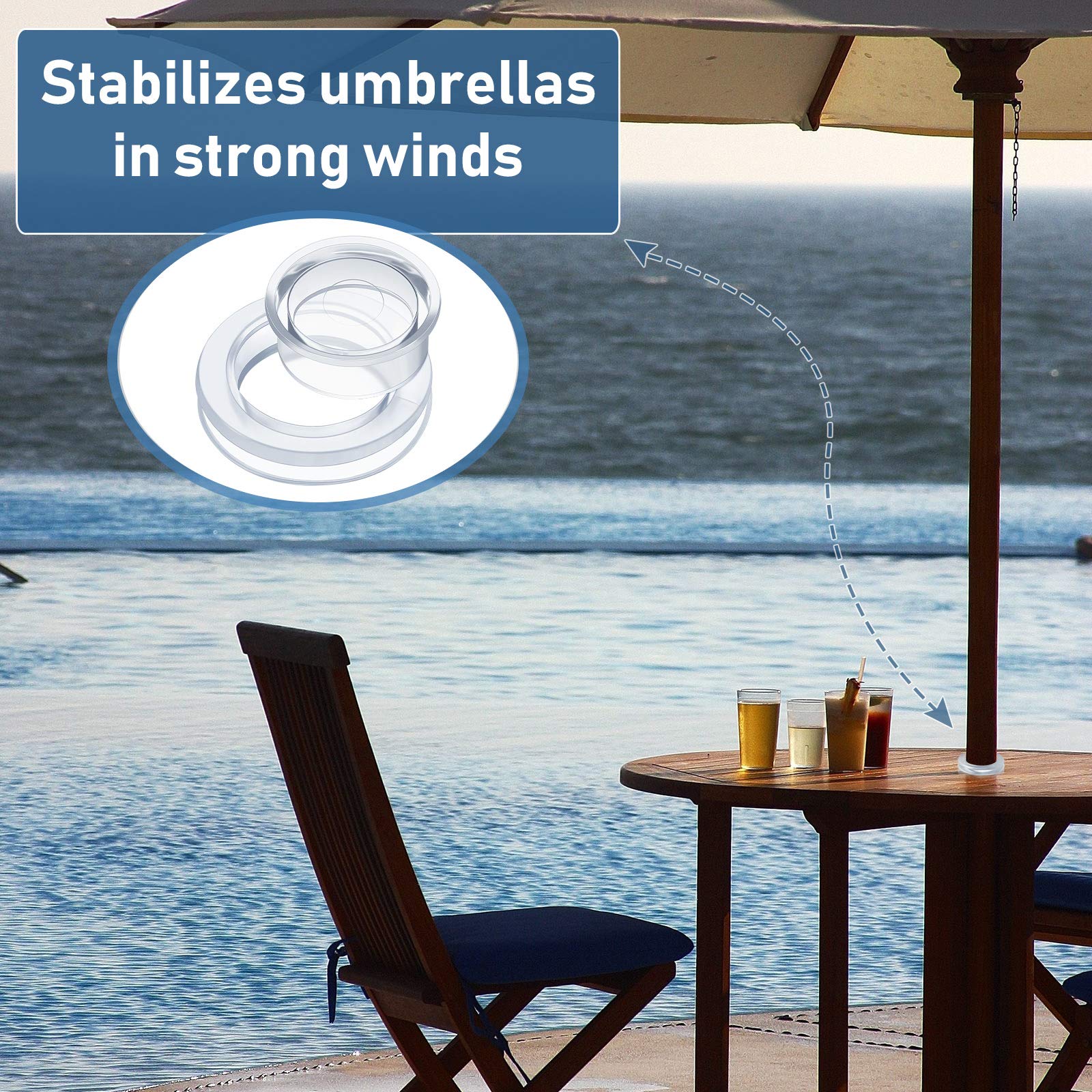 Foto 6 pulgar | Juego De Anillos Con Agujero Para Sombrilla Para Mesa De Patio, 2 Pulgadas, Silicona Transparente - Venta Internacional.