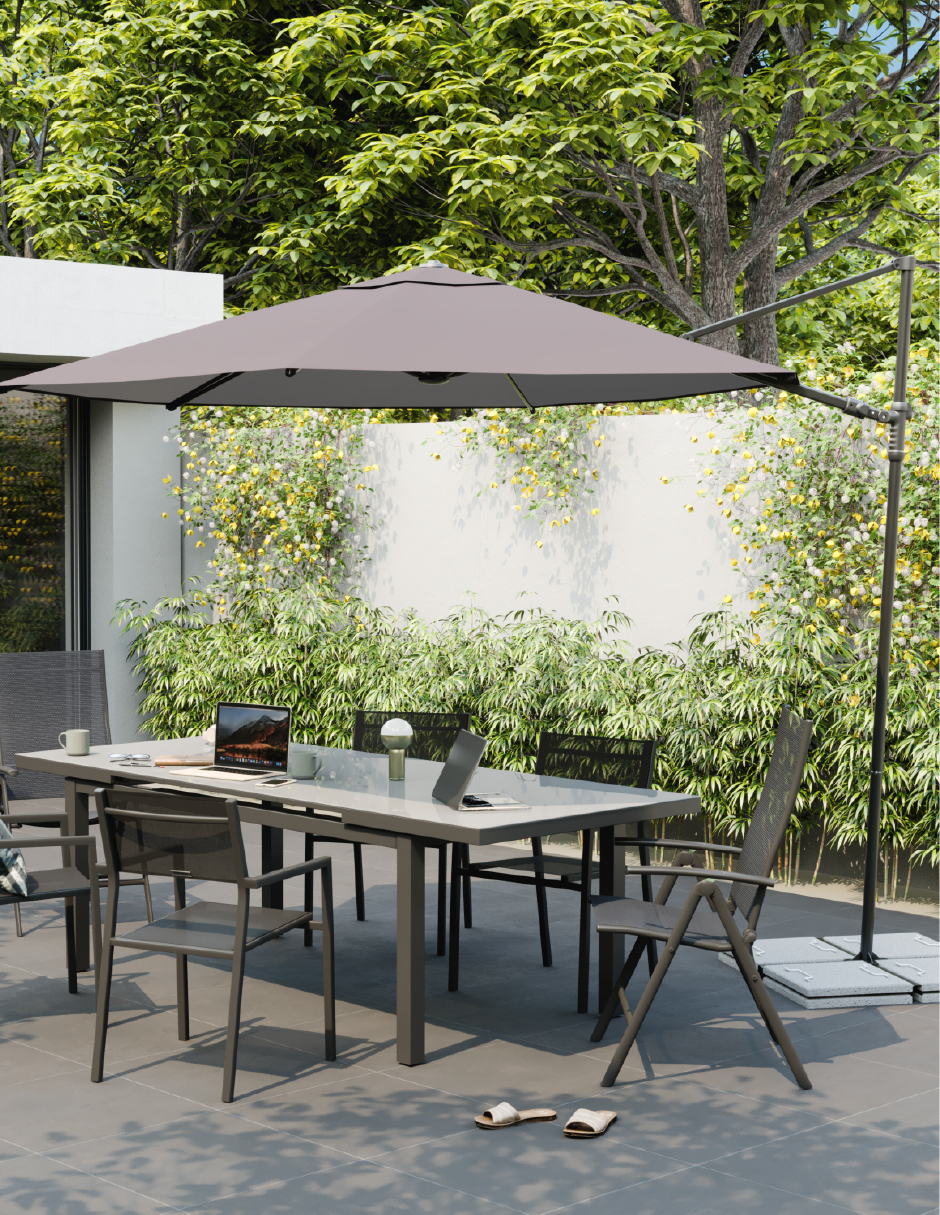 Foto 8 pulgar | Naterial Sombrilla Para Jardín 290cm Con Mástil Lateral De Acero Gris, Modelo Polar Ii