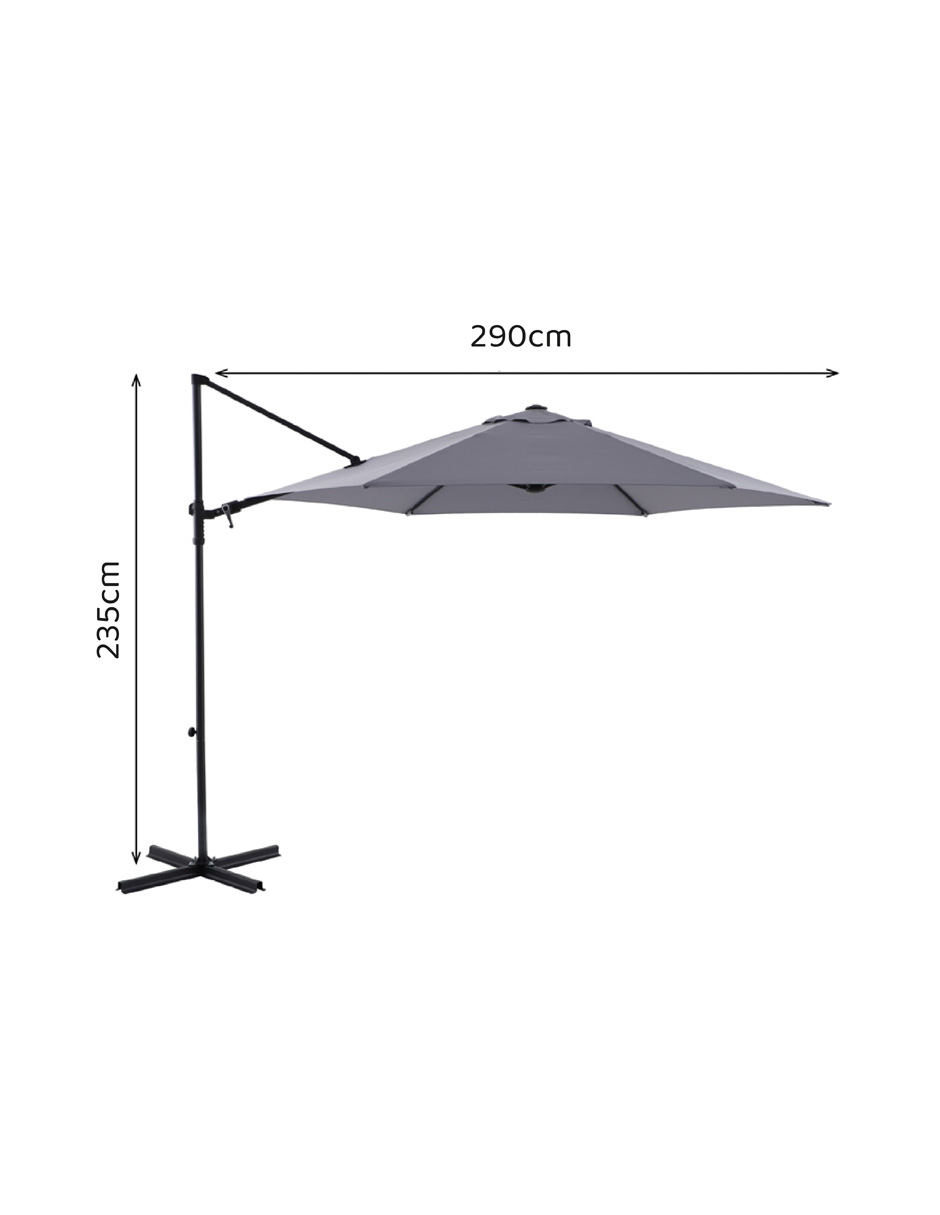 Foto 9 pulgar | Naterial Sombrilla Para Jardín 290cm Con Mástil Lateral De Acero Gris, Modelo Polar Ii