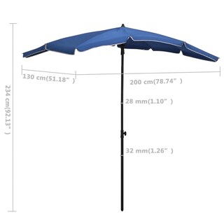 Foto 6 | Sombrilla De Jardín Vidaxl Azul Celeste De 200 X 130 Cm Con Sistema De Manivela - Venta Internacional.
