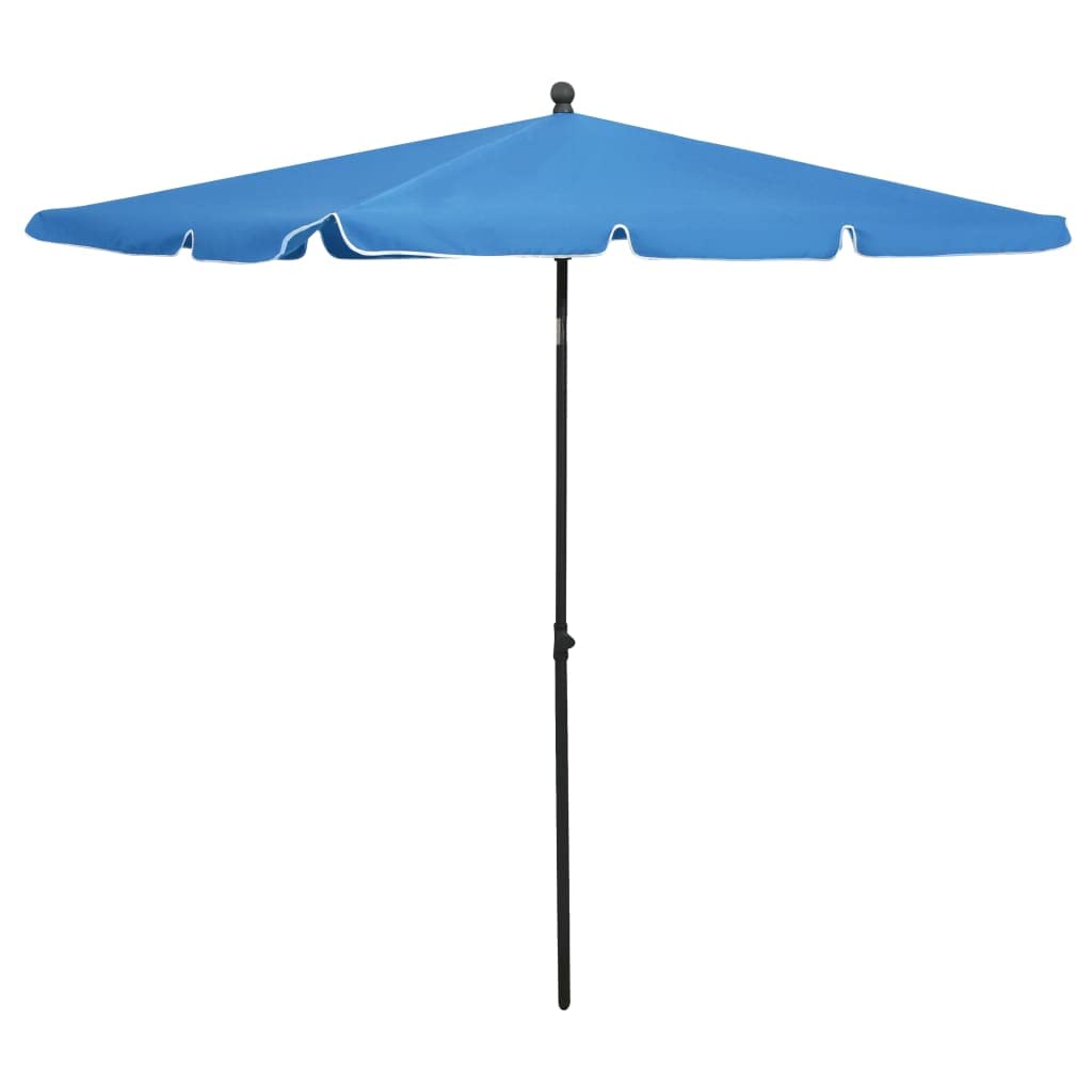Sombrilla De Jardín Vidaxl Azul Celeste 210 X 140 Cm Con Sistema De Manivela - Venta Internacional.