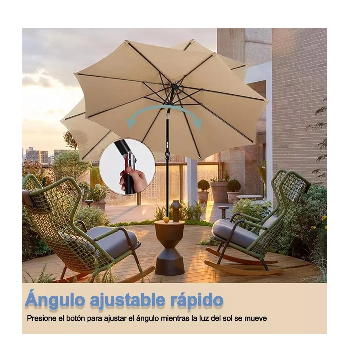 Foto 5 pulgar | Sombrilla Para Jardín O Playa Color Arena 2.1 M