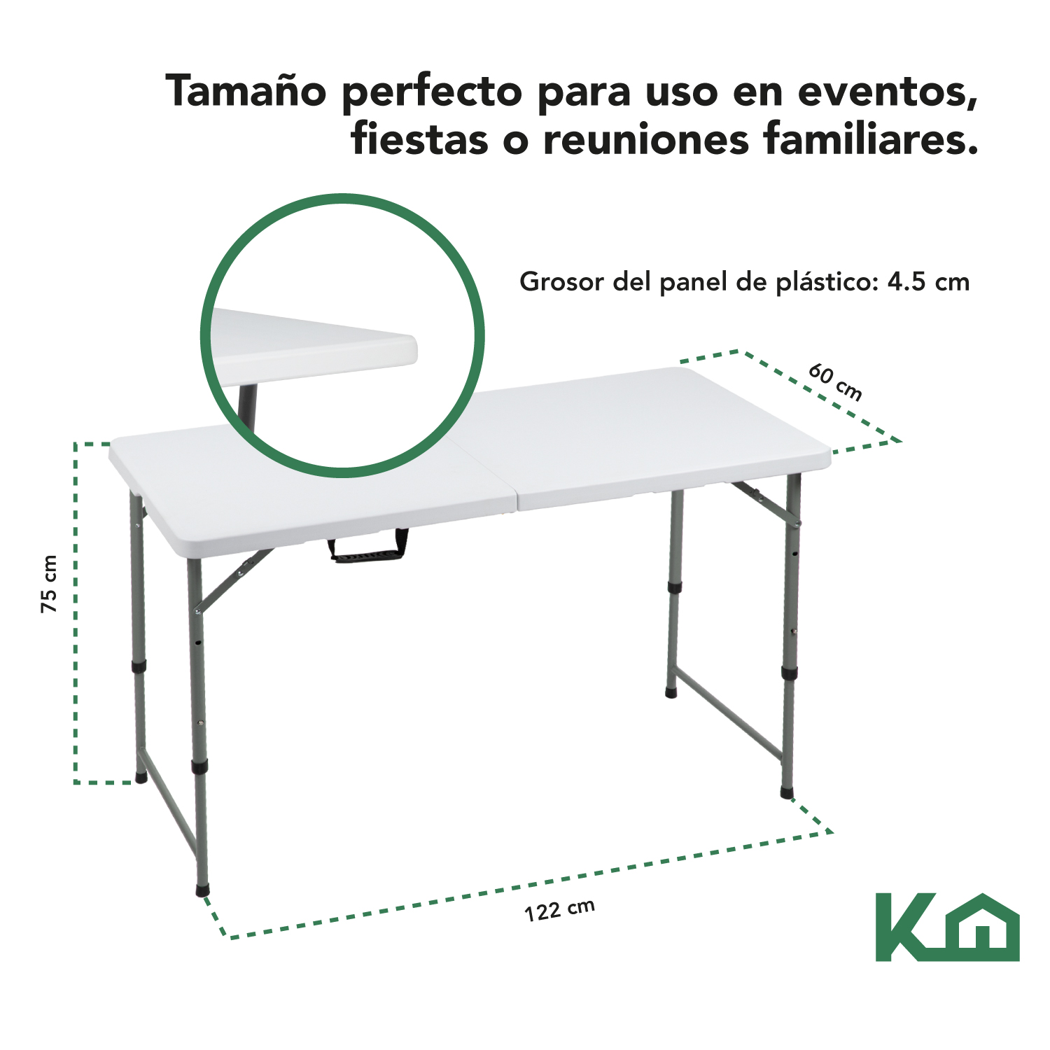 Foto 5 | Mesa Plegable KingsHouse 300164 color Blanco 120 cm