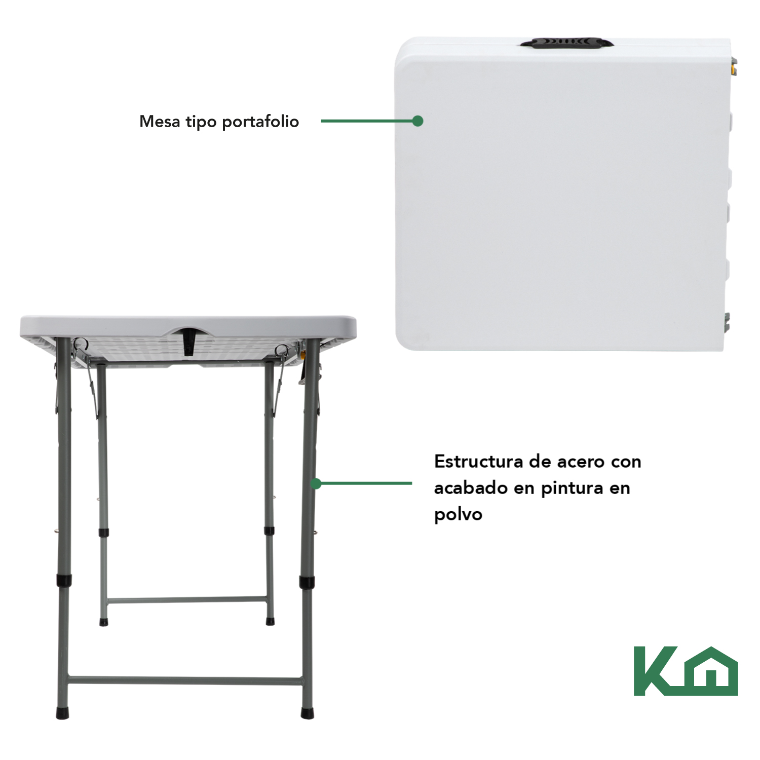 Foto 7 pulgar | Mesa Plegable KingsHouse 300164 color Blanco 120 cm