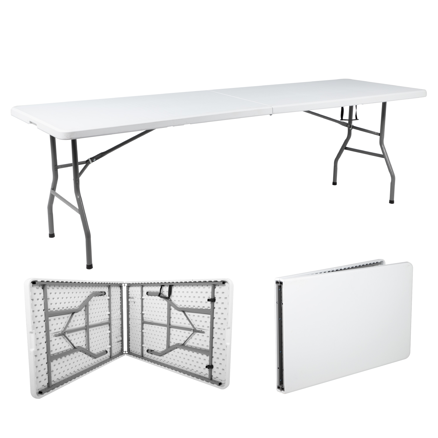 Mesa Plegable KingsHouse 300163 color Blanco 180 cm