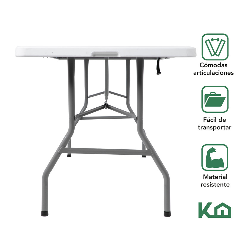 Foto 3 pulgar | Mesa Plegable KingsHouse 300163 color Blanco 180 cm