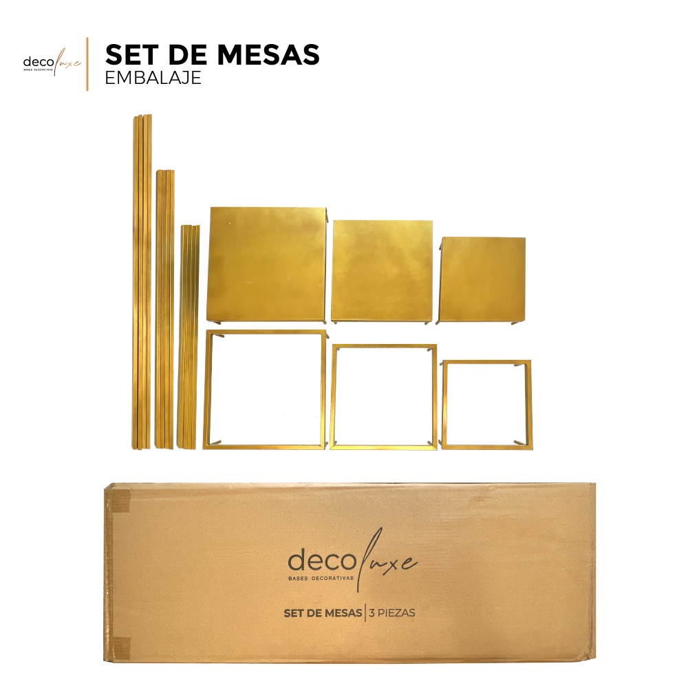 Foto 4 pulgar | Set De 3 Mesas Decorativas De Diferentes Tamaños Dorado