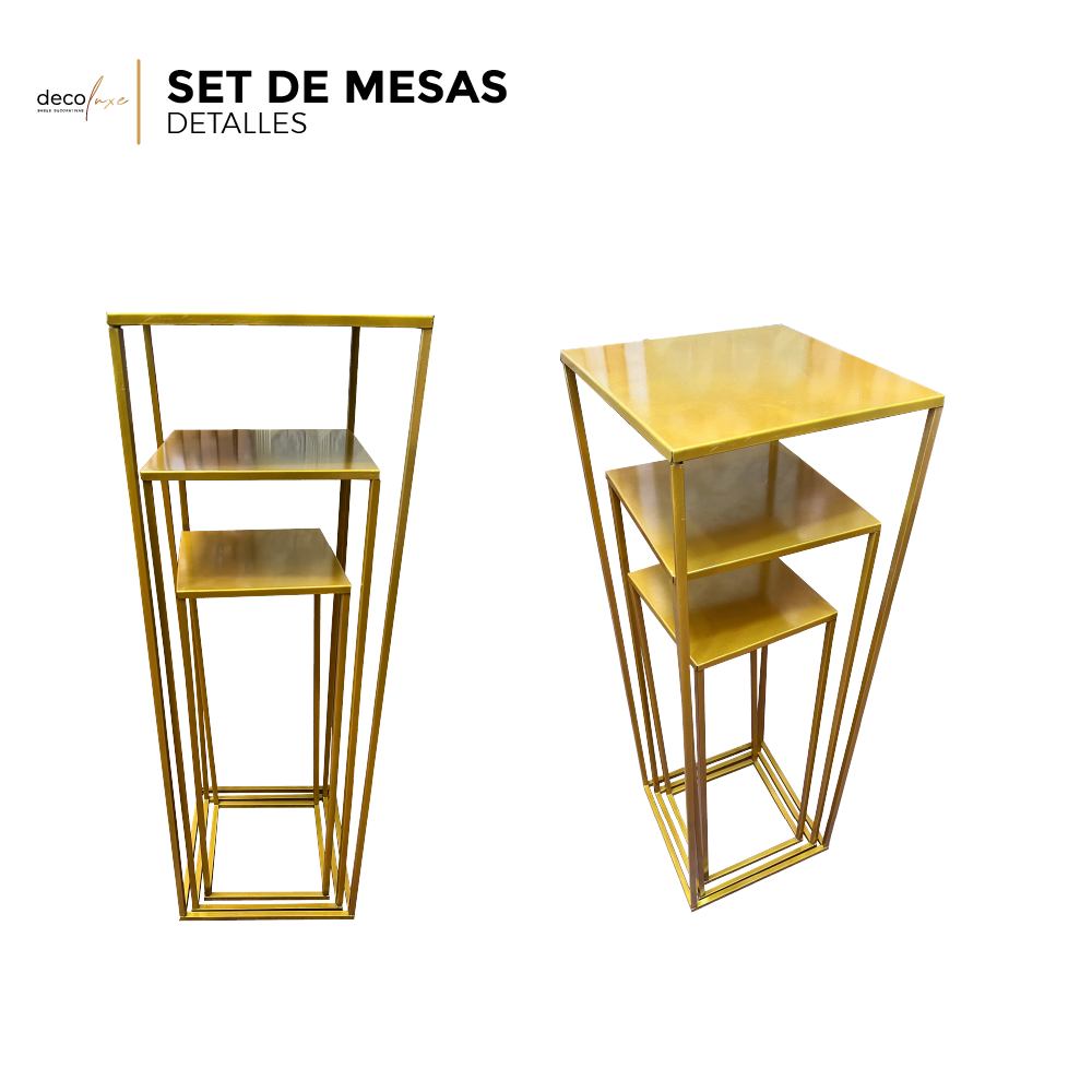 Foto 4 | Set De 3 Mesas Decorativas De Diferentes Tamaños Dorado