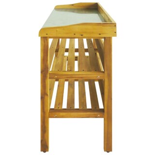 Foto 5 | Banco Para Macetas Vidaxl Con Tablero De Zinc, 2 Estantes, Madera De Acacia - Venta Internacional.