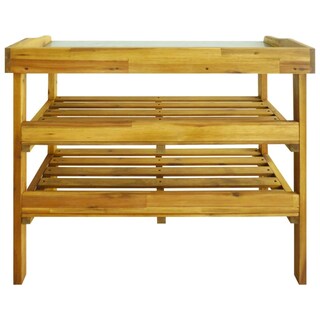 Foto 6 | Banco Para Macetas Vidaxl Con Tablero De Zinc, 2 Estantes, Madera De Acacia - Venta Internacional.