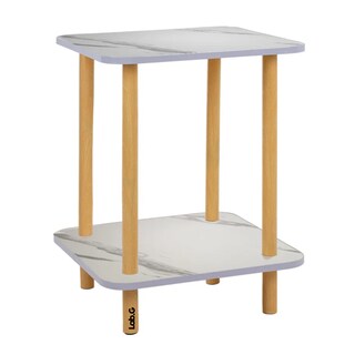 Foto 1 | Mesa Centro Minimalista Madera Lateral Doble Repisa 40cm Lab.g Blanco Mármol