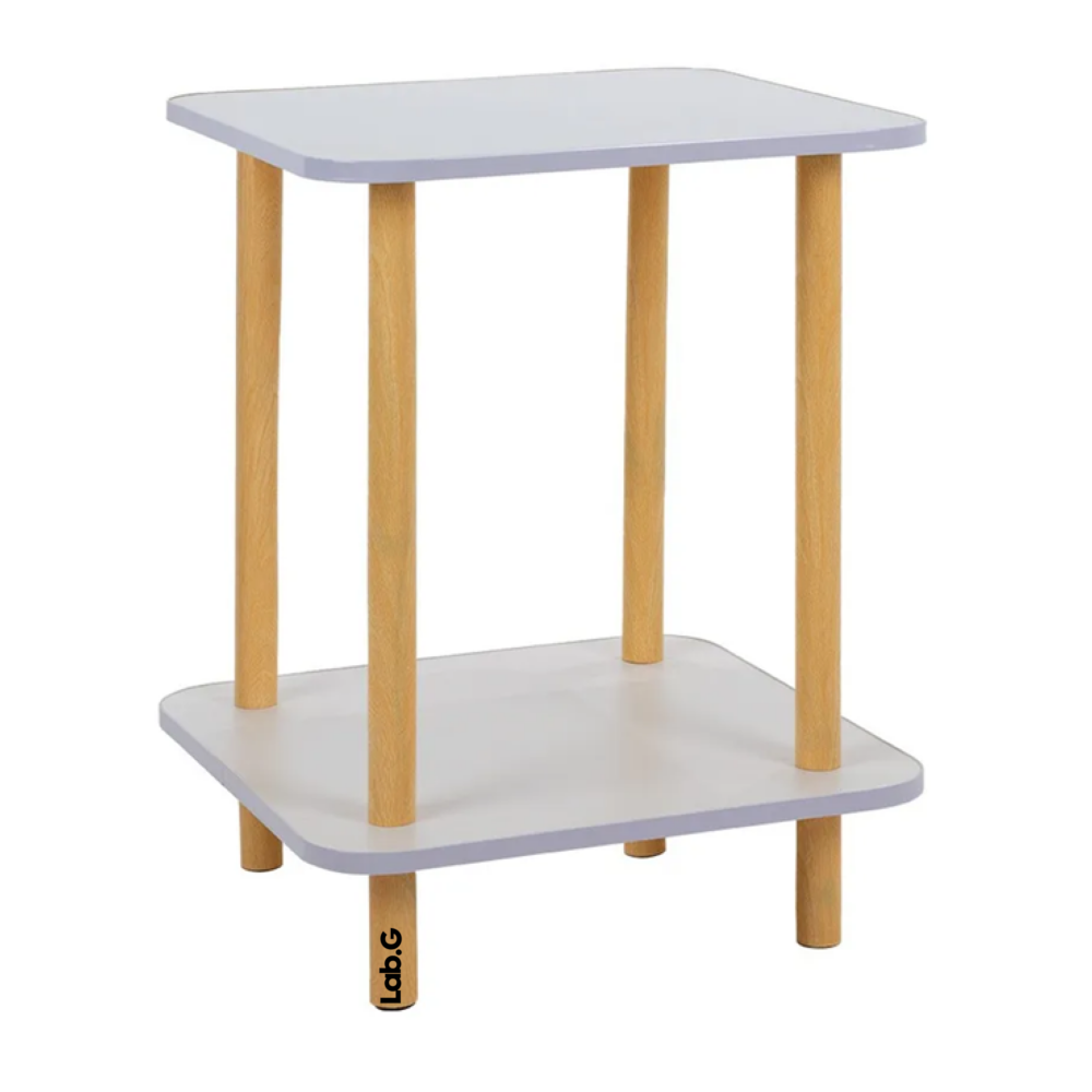 Foto 2 pulgar | Mesa Centro Minimalista Madera Lateral Doble Repisa 40cm Lab.g  Blanco