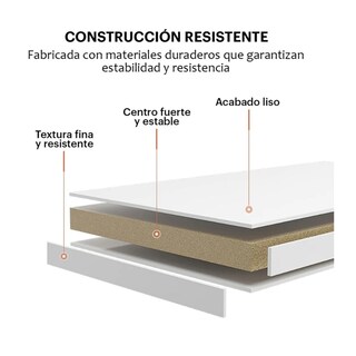Foto 4 | Mesa Centro Minimalista Madera Lateral Doble Repisa 40cm Lab.g Blanco