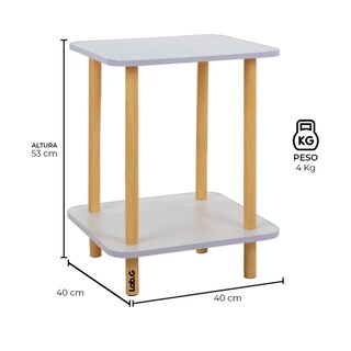 Foto 5 | Mesa Centro Minimalista Madera Lateral Doble Repisa 40cm Lab.g Blanco