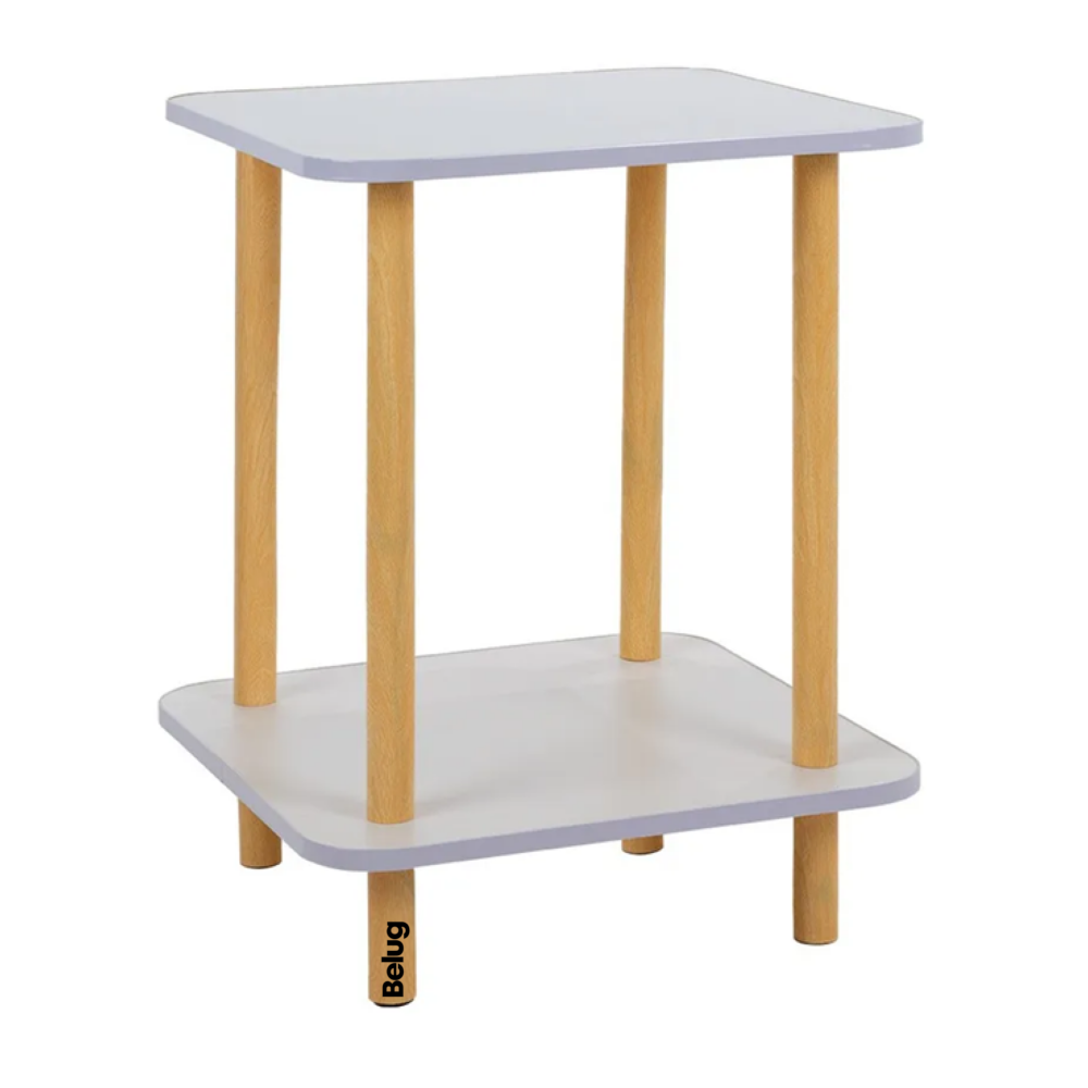 Foto 2 pulgar | Mesa Centro Minimalista Madera Lateral Doble Repisa 40cm Belug  Blanco