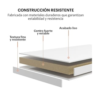 Foto 4 | Mesa Centro Minimalista Madera Lateral Doble Repisa 40cm Belug Blanco