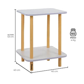 Foto 5 | Mesa Centro Minimalista Madera Lateral Doble Repisa 40cm Belug Blanco