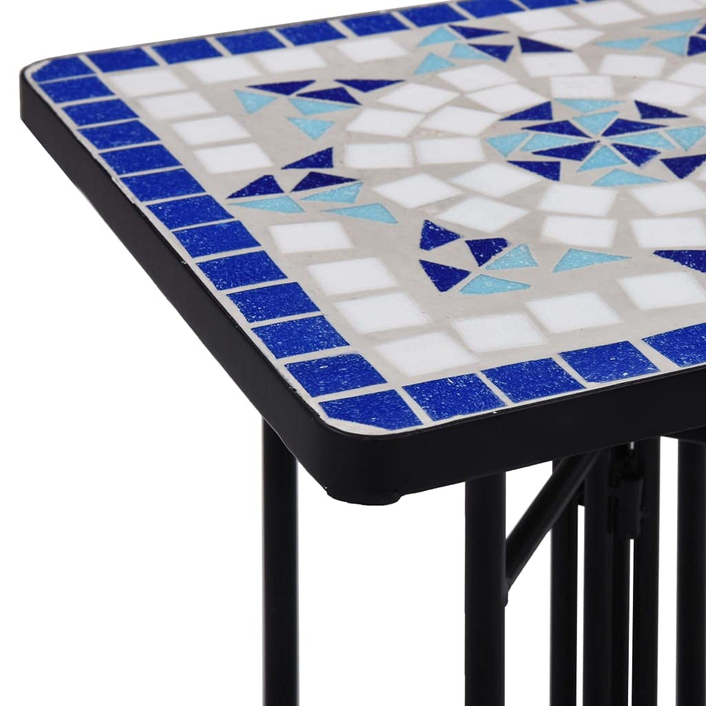 Foto 8 pulgar | Mesa Auxiliar De Exterior Vidaxl  Mosaico De Cerámica Azul Y Blanca - Venta Internacional.