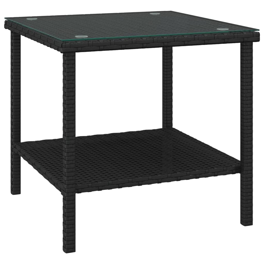 Foto 3 pulgar | Mesa Auxiliar VidaXL de Poliratán Negro con Cubierta de Vidrio Templado - Venta Internacional