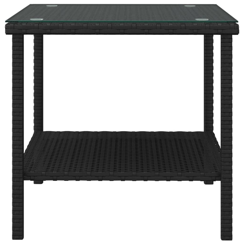 Foto 4 pulgar | Mesa Auxiliar VidaXL de Poliratán Negro con Cubierta de Vidrio Templado - Venta Internacional