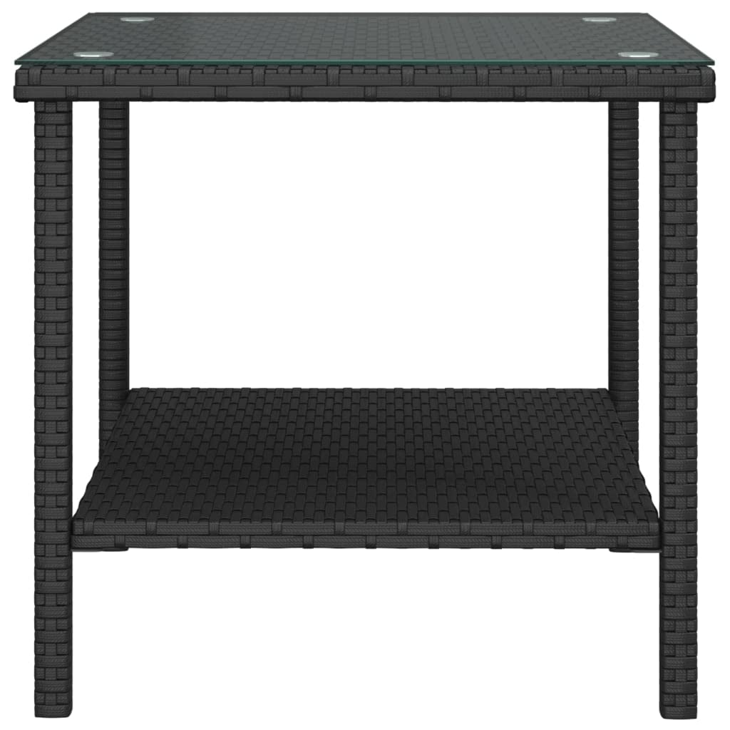 Foto 4 | Mesa Auxiliar VidaXL de Poliratán Negro con Cubierta de Vidrio Templado - Venta Internacional