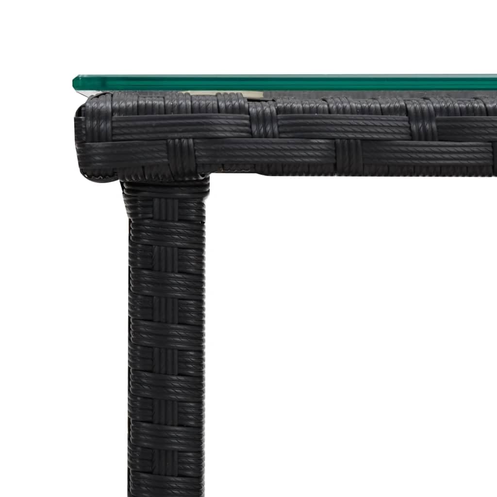 Foto 6 pulgar | Mesa Auxiliar VidaXL de Poliratán Negro con Cubierta de Vidrio Templado - Venta Internacional